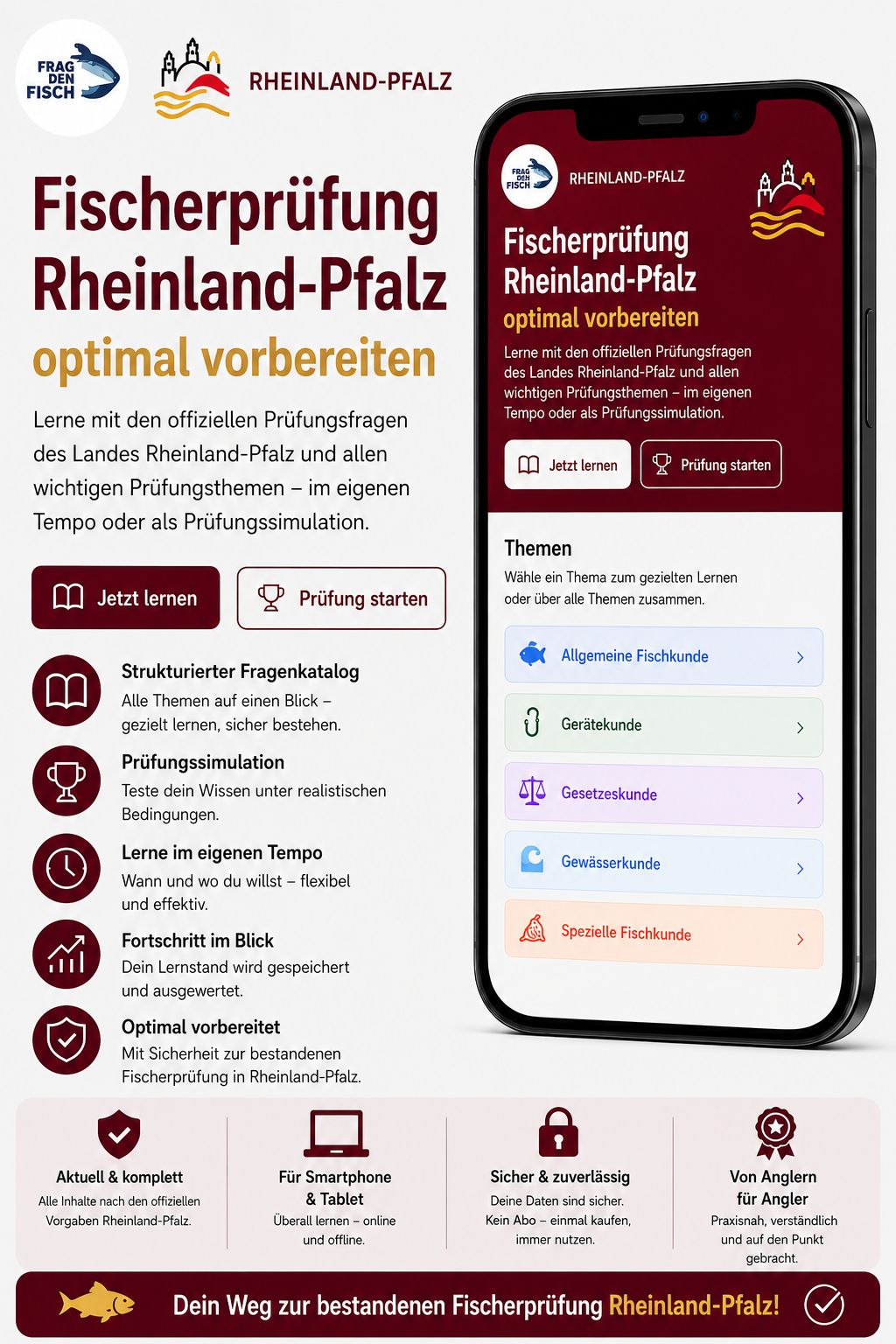 Die offiziellen Prüfungsfragen Rheinland-Pfalz. Einfach und flexibel lernen